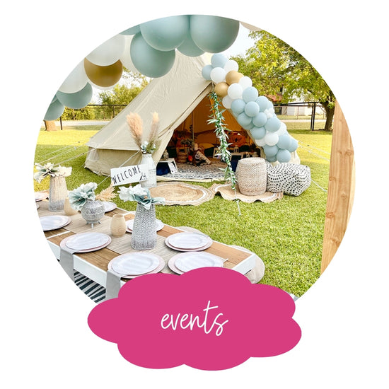 Bringing the best celebration style around with campsite parties, bell tents, glamping, balloon decor, event planning and more. Let us help you celebrate & design the party of your dreams!